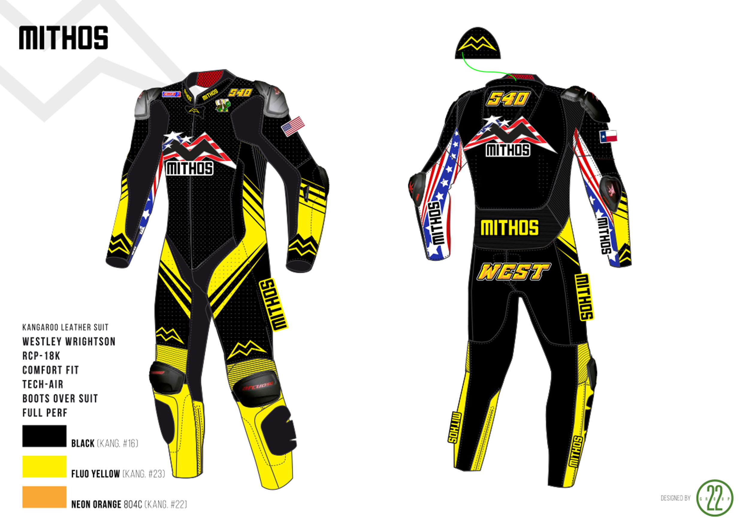 Mithos Kangaroo Leather Suit: RCP-18K, Comfort Fit, Tech-Air, Boots Over Suit, Full PerfDesign